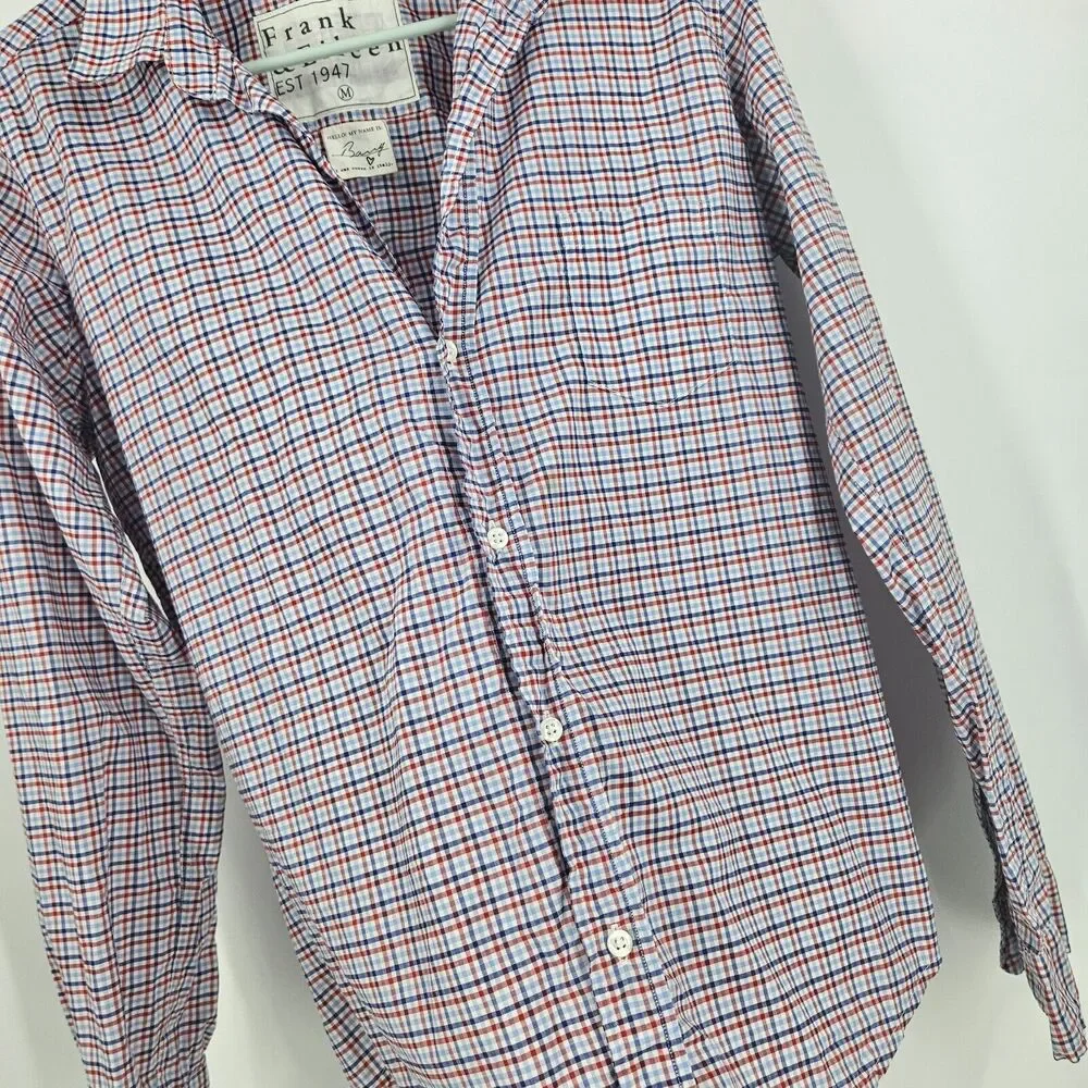 Frank & Eileen Shirt Blue Red Barry Check Plaid Long Sleeve Button-Up Size M - Picture 3 of 7